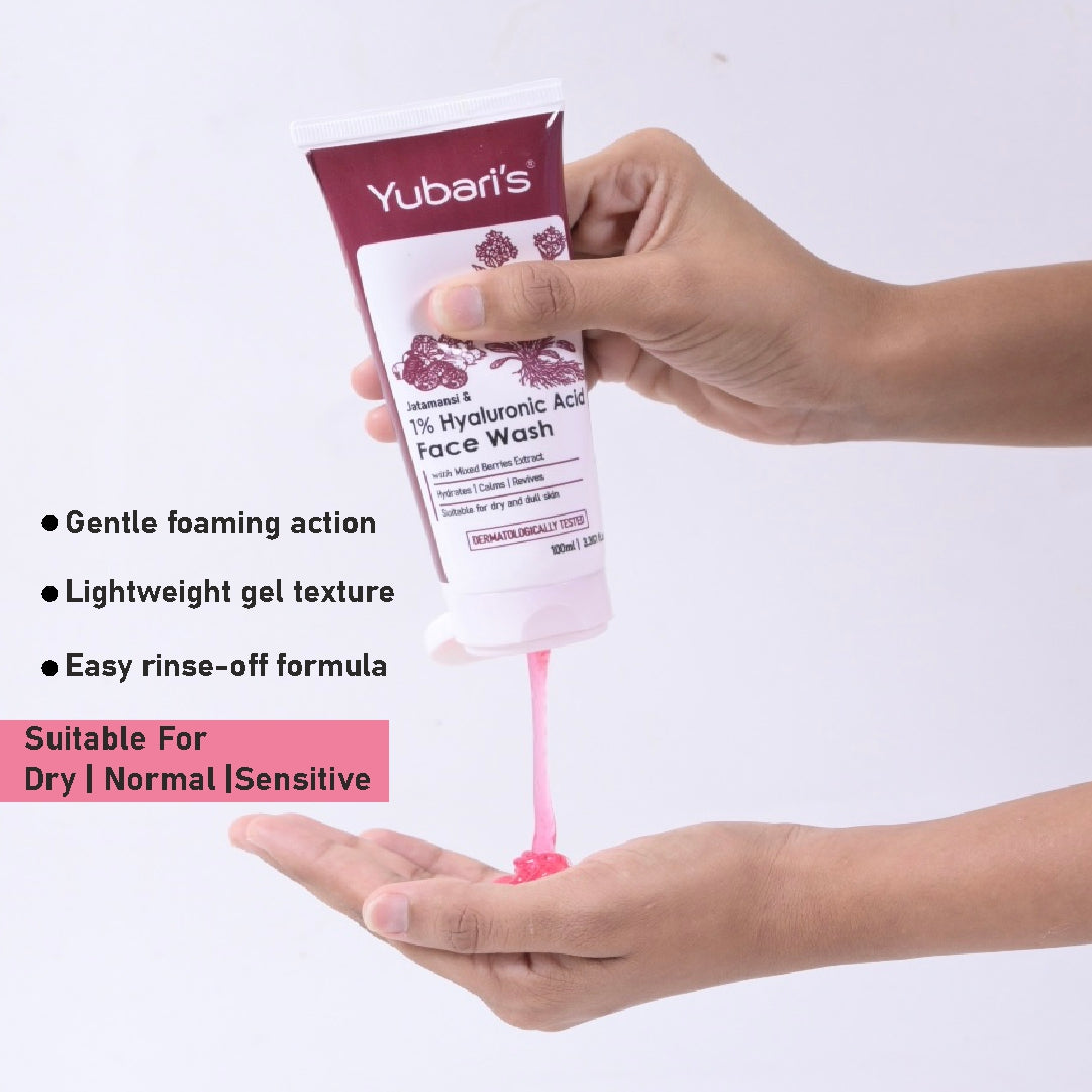 Jatamansi & 1% Hyaluronic Acid Face Wash with Mix Berries Extract