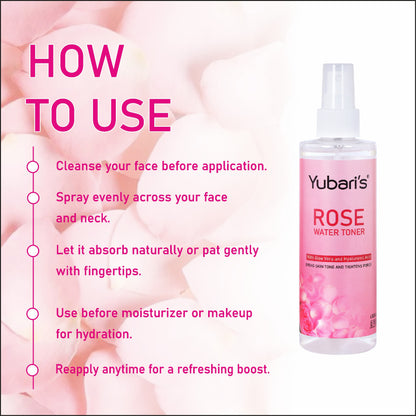 Rose Water Toner with Niacinamide, Hyaluronic Acid & Aloe Vera