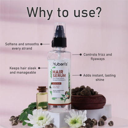 Frizz Free Hair Serum with Camellia Seed Oil, Moringa Oil & Marula Oil