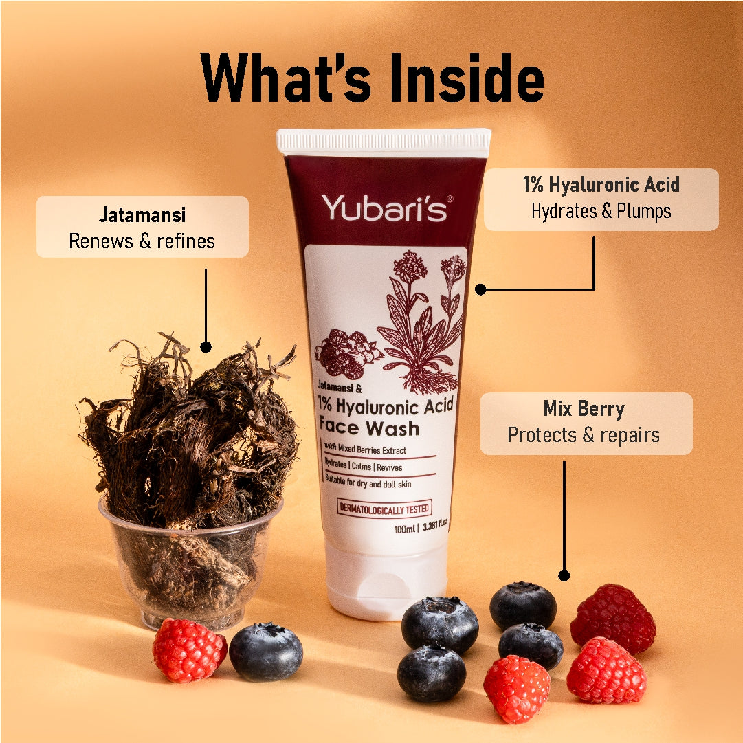Jatamansi & 1% Hyaluronic Acid Face Wash with Mix Berries Extract