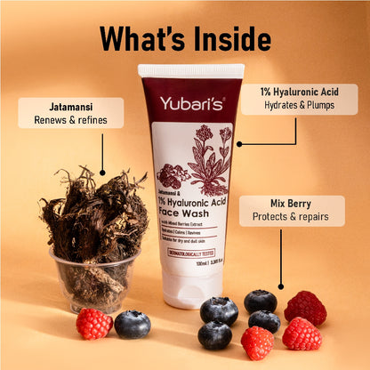 Jatamansi & 1% Hyaluronic Acid Face Wash with Mix Berries Extract