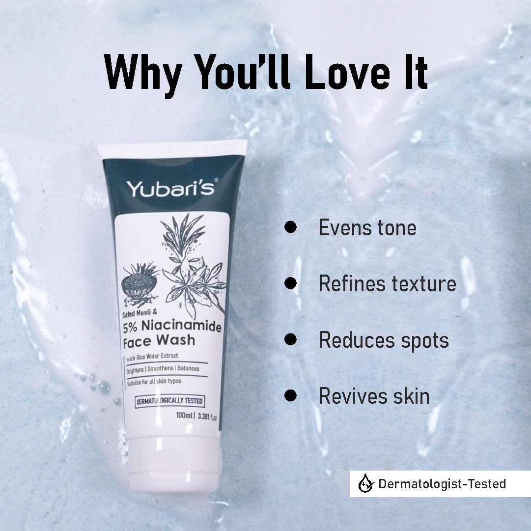 Safed Musli & 5% Niacinamide Face Wash with Rice Water Extract