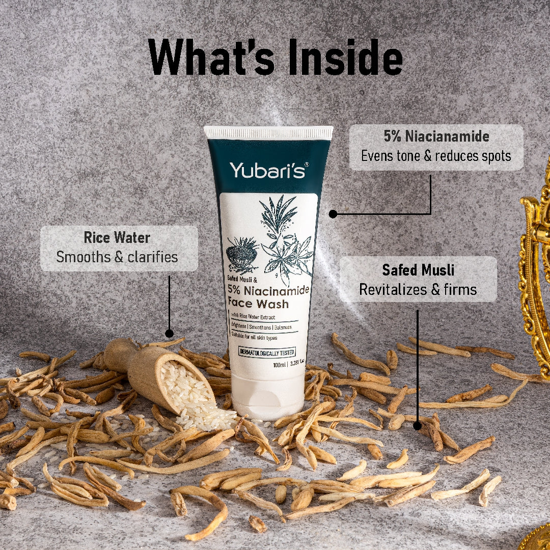 Safed Musli & 5% Niacinamide Face Wash with Rice Water Extract