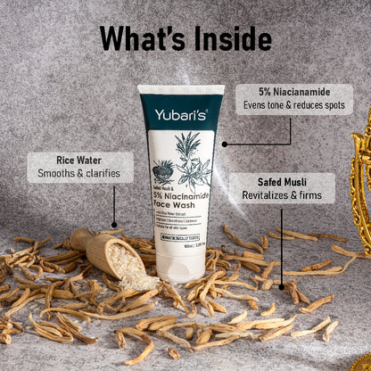 Safed Musli & 5% Niacinamide Face Wash with Rice Water Extract