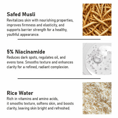 Safed Musli & 5% Niacinamide Face Wash with Rice Water Extract